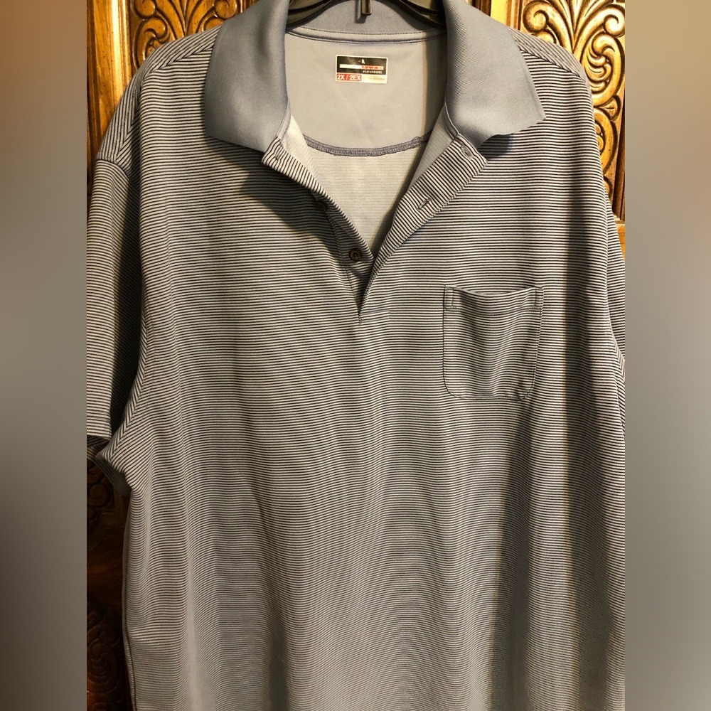 2X Men's Gray Striped Polo Shirt - Picture 11 of 13